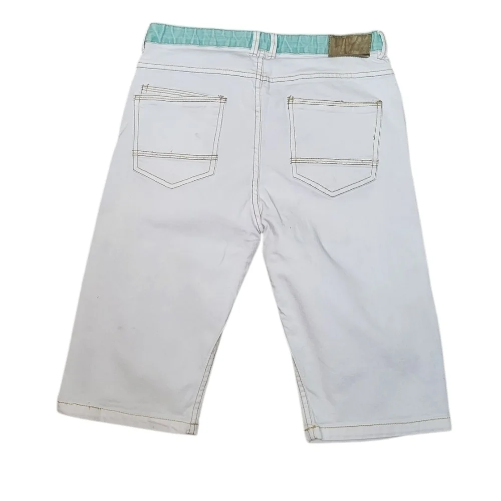Zara Boys White Denim Shorts Teal